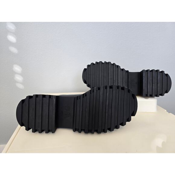 NOT FOR SALE ZARA Loafer Oxford Platform Wedge Blucher NWT Black Patent Size 9 - Picture 4 of 10